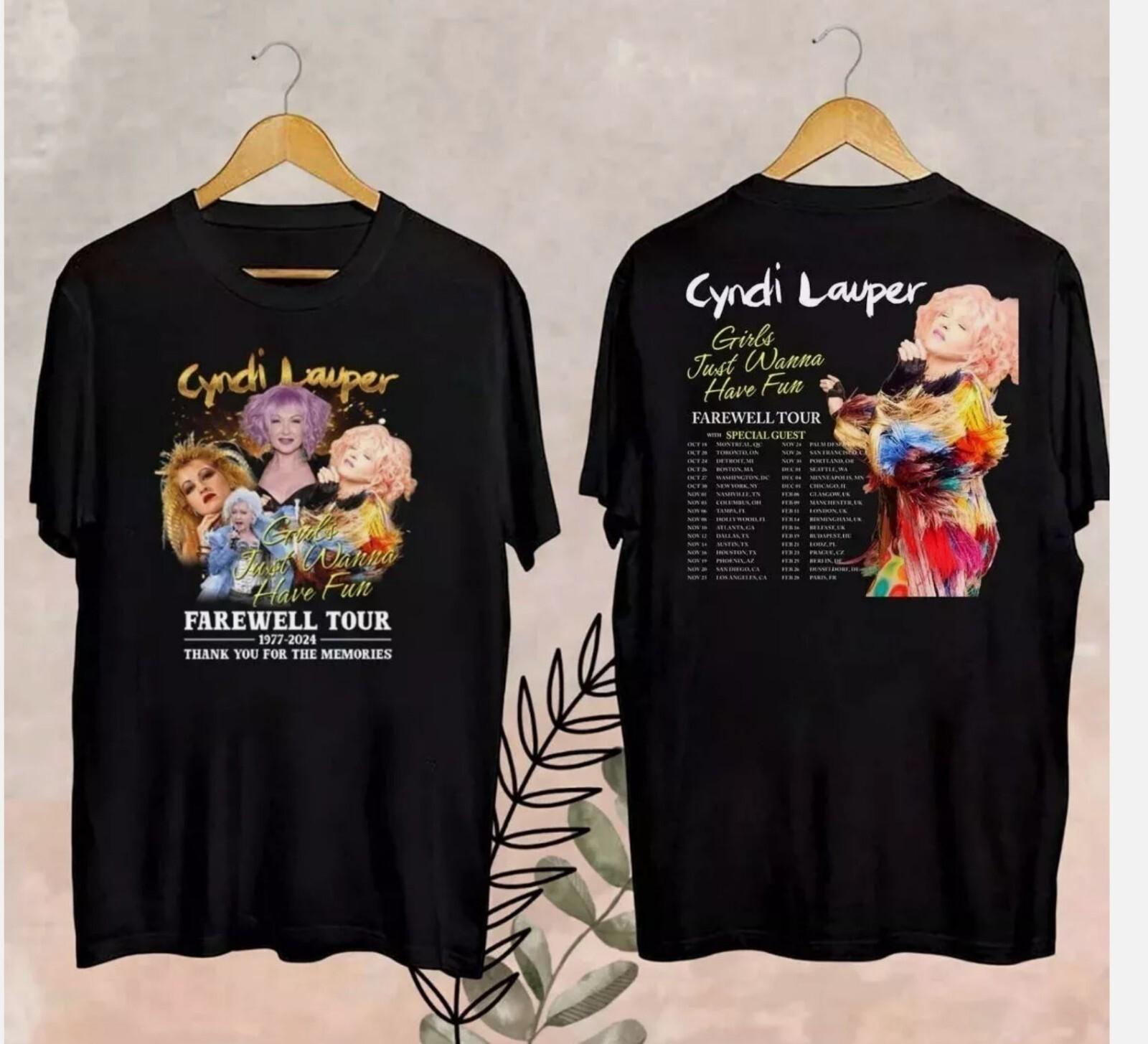 

26 2024 Cyndi Lauper Girl Just Wanna Have Fun Farewell Tour T-Shirt Fans gift Unisex T-Shirt XXXXL