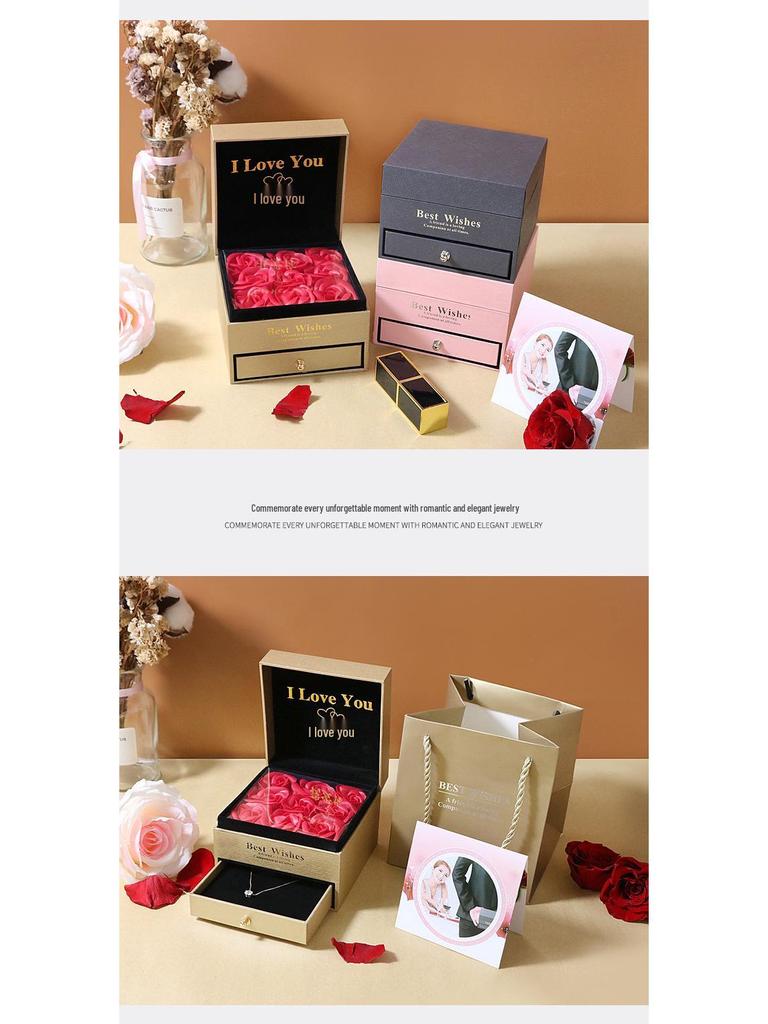 Exquisite Rose Soap Flower Jewelry & Storage Box: For Necklaces, Rings, Lipsticks