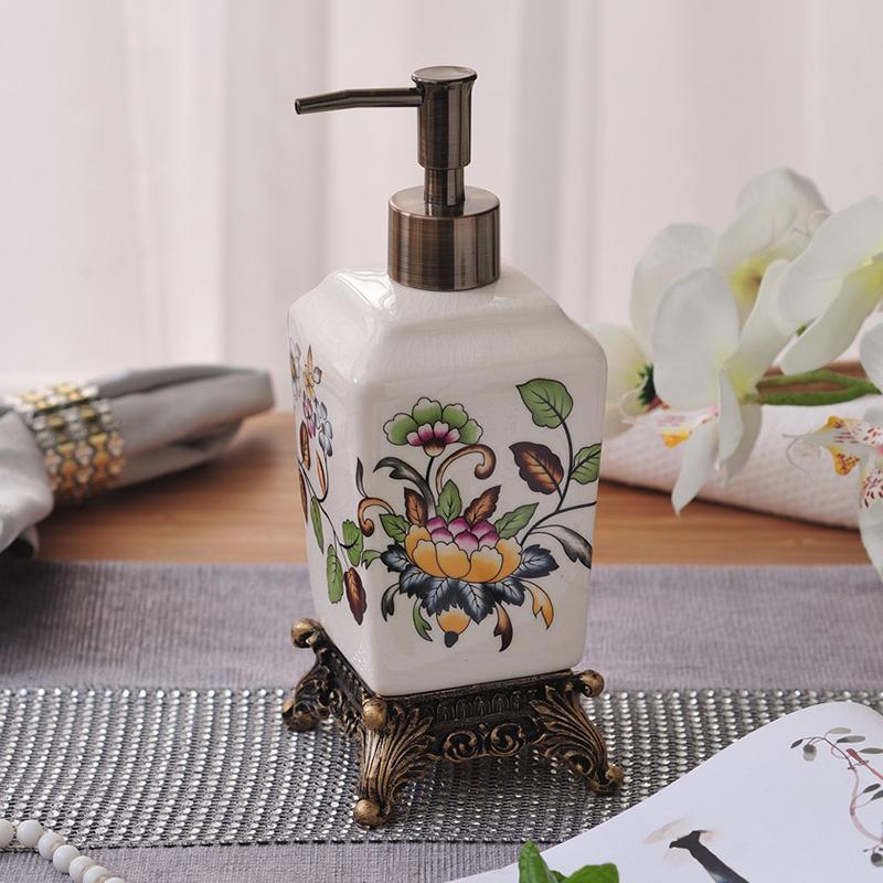 Creative Crack Floral Ceramic Lotion Bottle Bathroom Shampoo Shower Gel Dispensing Bottle Soap Dispenser Bathroom Accessories