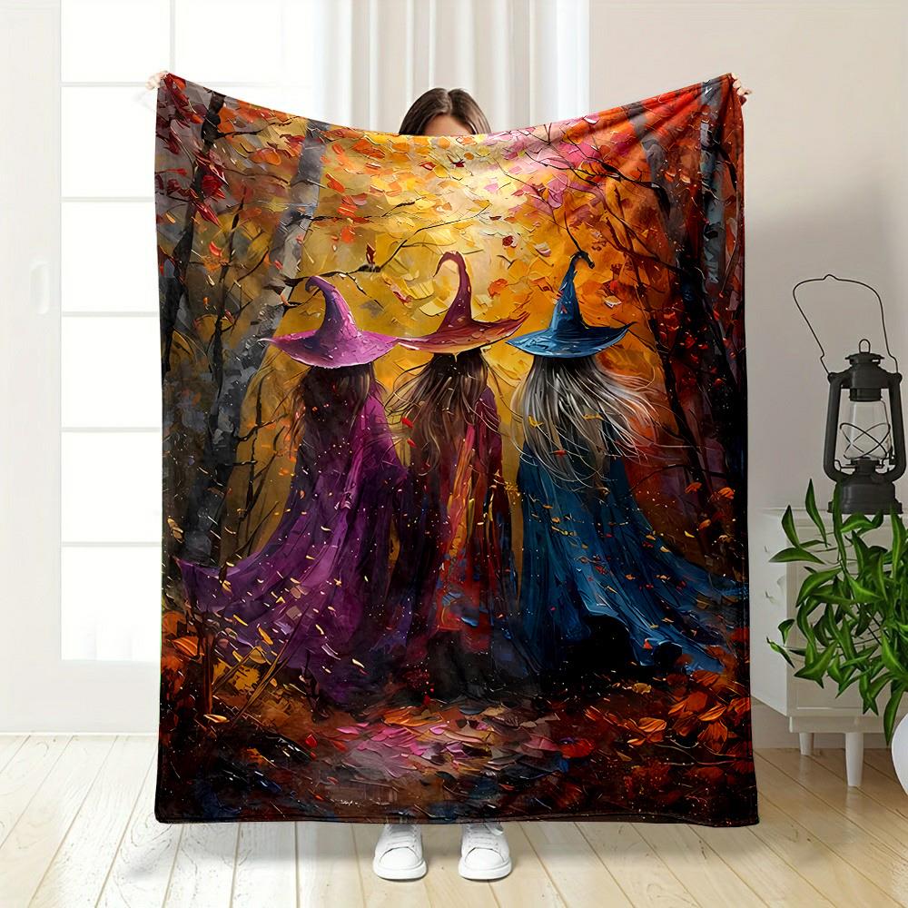 

Magic Forest Theme Flannel printed blanket pillowcase suitable for all seasons suitable for living room office sofa and travel 75x100cm