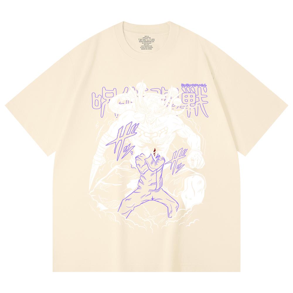 

Хлопковая футболка унисекс плотностью 230 г/м², 100% хлопок, с принтом Mahoraga (V35) из Jujutsu Kaisen, тяжелый хлопок XS абрикосовый