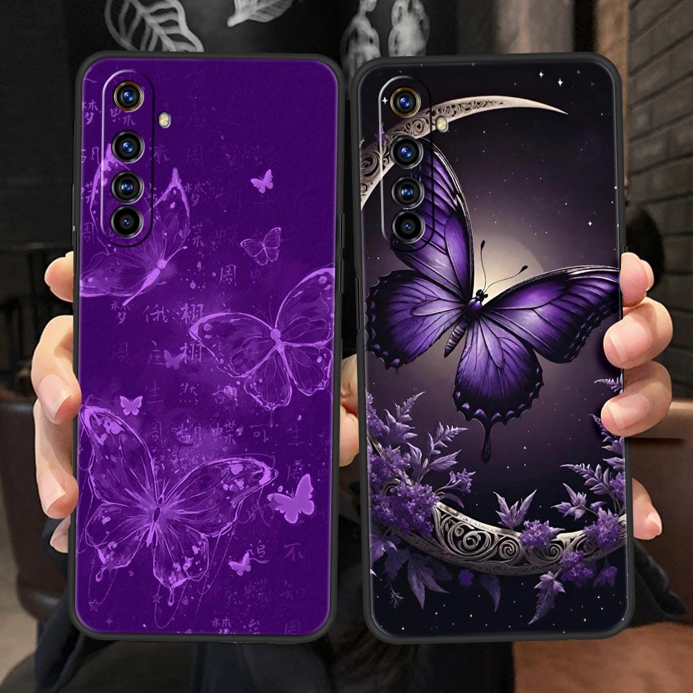 Art Purple Butterfly Soft TPU For Realme 13 12 11 10 9 Pro Plus GT3 GT2 C21 C25 C35 C53 C55 C67 Pro 5G Phone Case Cover Fundas