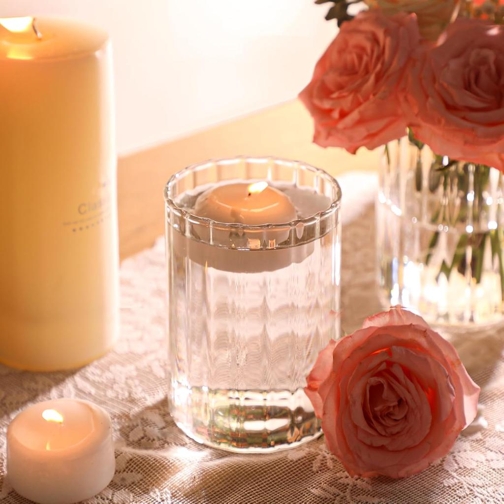 2PCS Clear Ribbed Bud Glass Cylinder Flower Vases for Centerpieces Weeding Decoration Hurricane Candle Holder for Party Home Decor