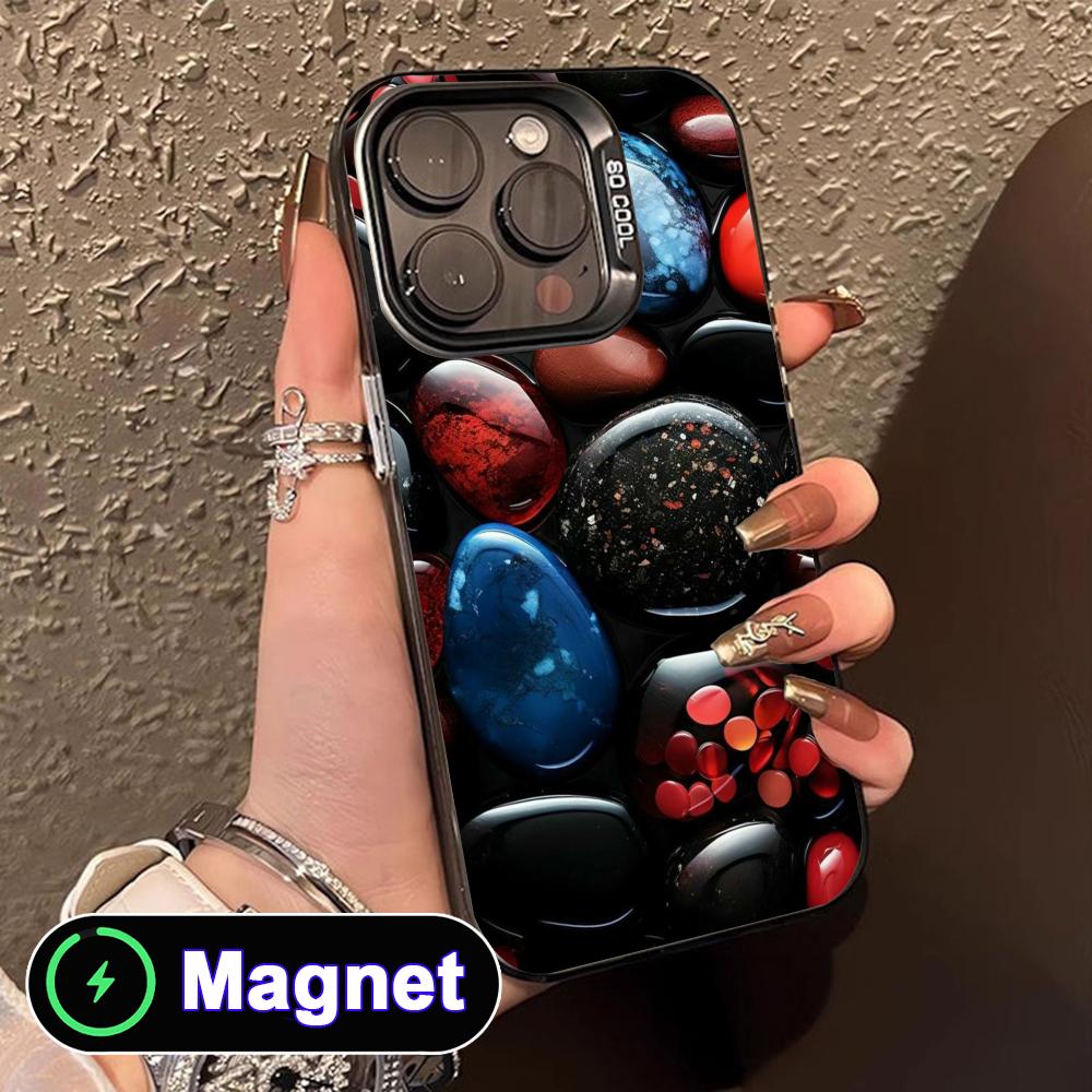Aesthetic Stones Translucent MagSafe Mobile Phone Case for iPhone 17 16 15 14 13 12 11 Air Pro Max Plus Colorful Cover