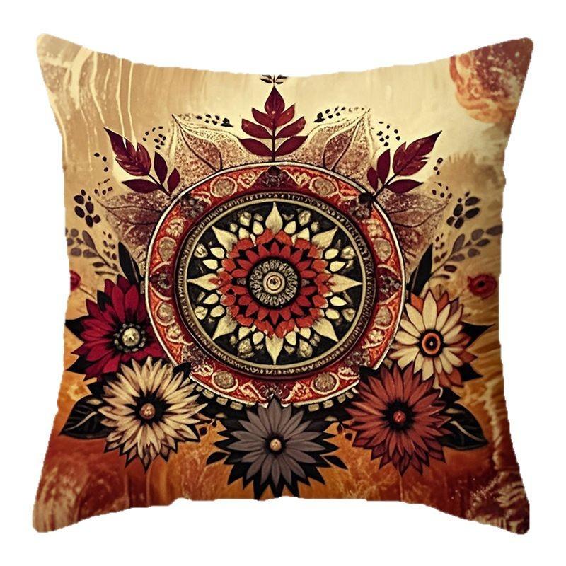Home Decor Bohemian Floral Mandala Pattern Throw Pillow Pattern Cushion Cover Suitable for Sofa Bedroom Car Pillow Cover
