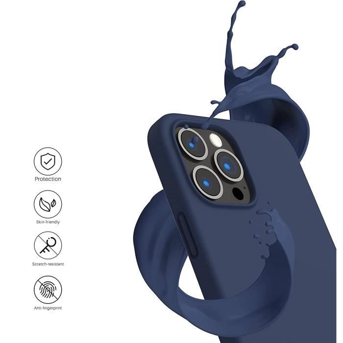 Coque de protection - toproduits® - iphone 13 pro max - bleu - 2 verres trempés - résistant aux rayures