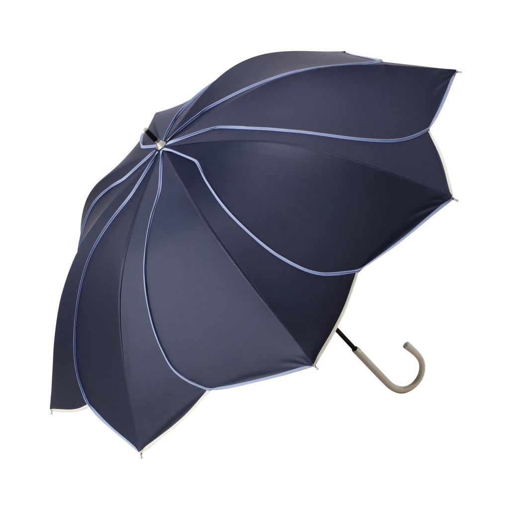 Francfranc Piping Long Navy Rain or Two-tone Umbrella, 50cm, (For Shine)