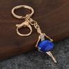 Zinc Alloy Keychain Pendant, Ballet Girl Shape Key Holder with Imitation Gemstones Rhinestones, Easy to Install Bag Charm