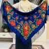 120*120cm Luxury Floral Russian National Square Scarf Women Fringed Ukrainian Shawls Scarves Ladies Head Wrap Hijab Bandana