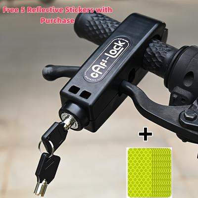 Bike Handlebar Lock, Compact ABS Anti-Theft Lock, Lightweight Portable Cycling Security for Commuting & Travel, Free 5 Reflective Stickers