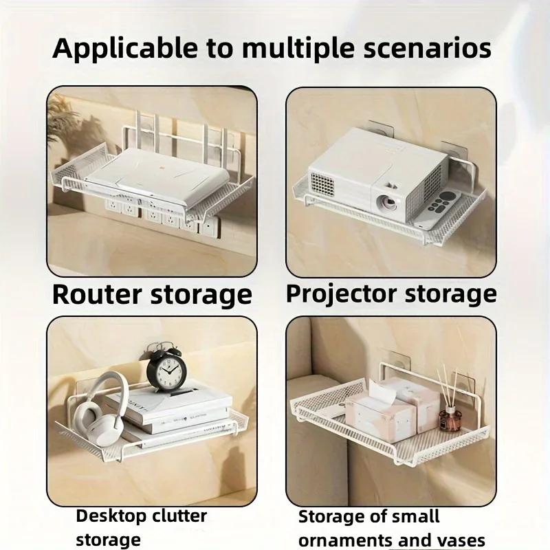 Stainless Steel Wall-Mounted Router Shelf No Drill WiFi Storage Organizer Home Bathroom Kitchen Shelf