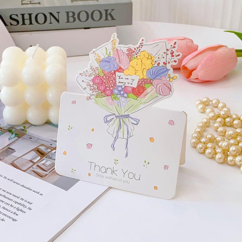 10pcs/set 3D Cards Bouquet Folding Card Packaging Material Valentines Day Card Gift Cards