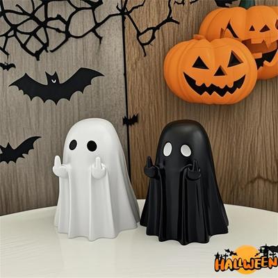Halloween Stinkefinger Geist Statue Kleine Halloween Deko für Zuhause Tischdeko für Kaffeetisch, Entzückende Horrorfigur