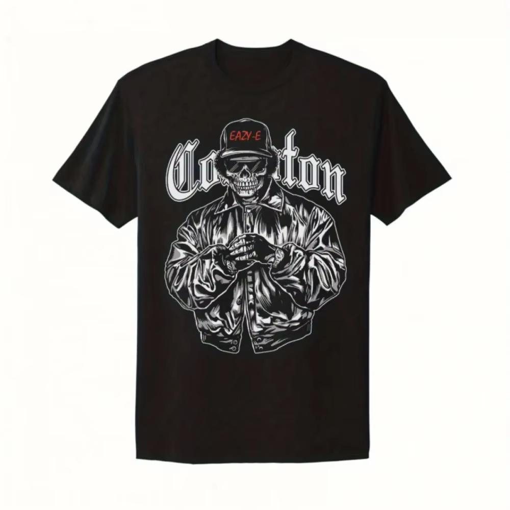 

Men S Vintage Rap Graphic Tee Featuring Striking Skull and Crossbones Design The Text Eazy-E This Black Casual Music T-Shirt ... S разноцветный