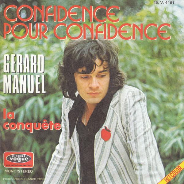 

7inch Record GRARD MANUEL Confidence Pour Confidence 45V4161 Disques Vogue 1972 France Pop Used