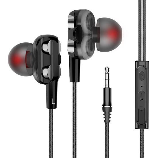 Dual Dynamic Circle Heavy Bass In-Ear Wired Earphone Headphone with Microphone