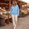 Women's Long Sleeve Pullover Sweatshirt V Neck Button Front Casual Loose Fit Top Lightweight Soft Fabric Comfortable Wear