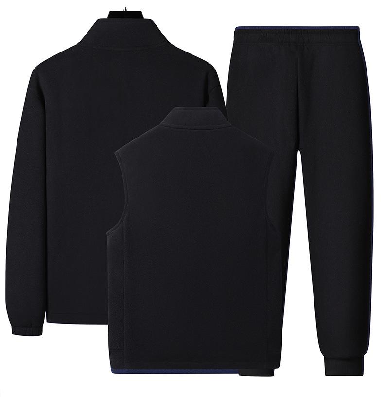 Men's Warm Winter Two-Piece Set: Stand-Collar Lambswool Fleece Jacket and Casual Pants.