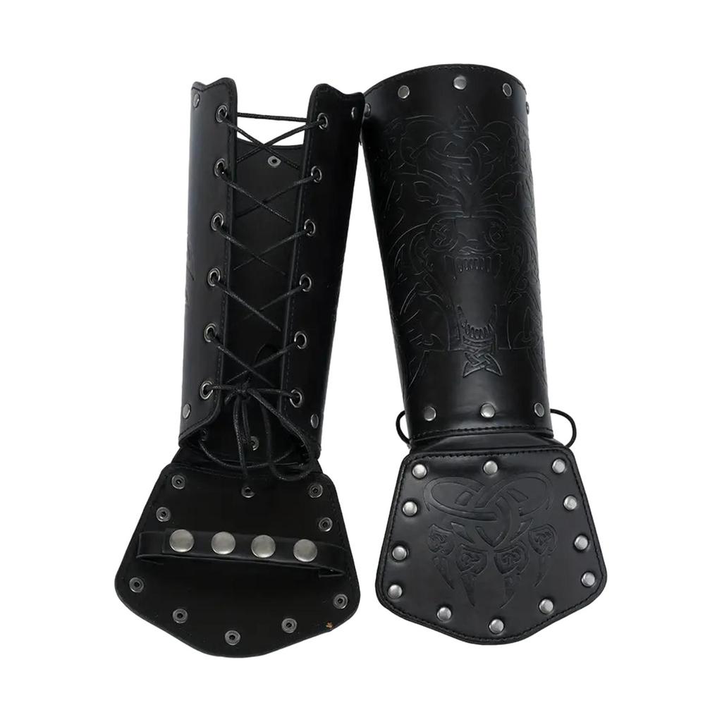 Medieval Arm Bracers Multifunction Wrist Guard PU Leather Wristband for Fancy