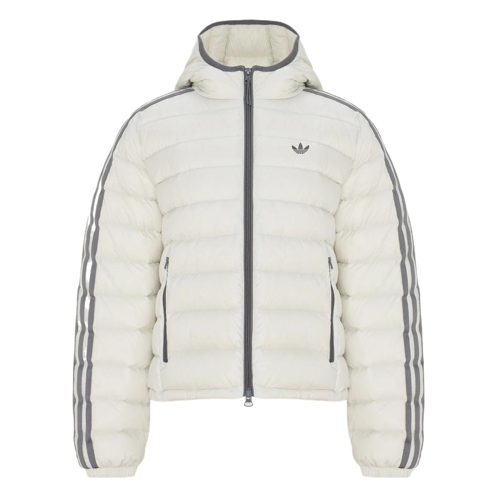 Women's Adidas Originals Down Jackets Women's White/Gray Hooded (Non-detachable) Moderate