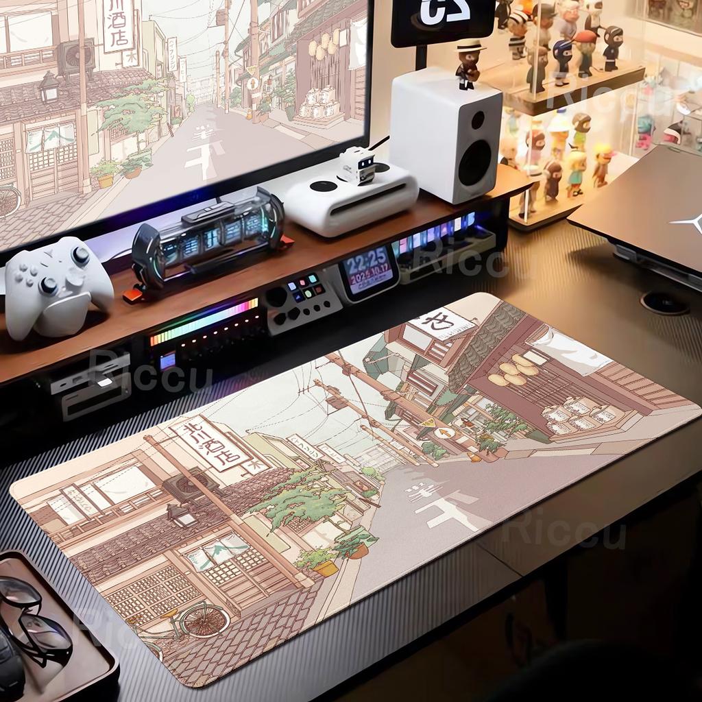 PC Mouse Pad Gamer Japan Aesthetics Desk Mat Office Accessories Anime Street Screen View Mousepad Large Keyboard Gaming Mats Xxl