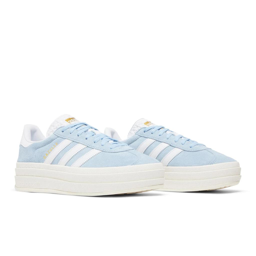 adidas Womens Gazelle Bold 'Clear Sky' (women's sizes) Clear Sky / Cloud White / Gold Metallic Skate Shoes ID6991