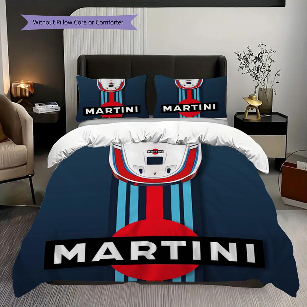 Martini Stripes Elegance Three-piece set (1 * duvet cover + 2 * pillowcase, without core) 2D Flat Christmas birthday gift Duvet cover and pillowcase