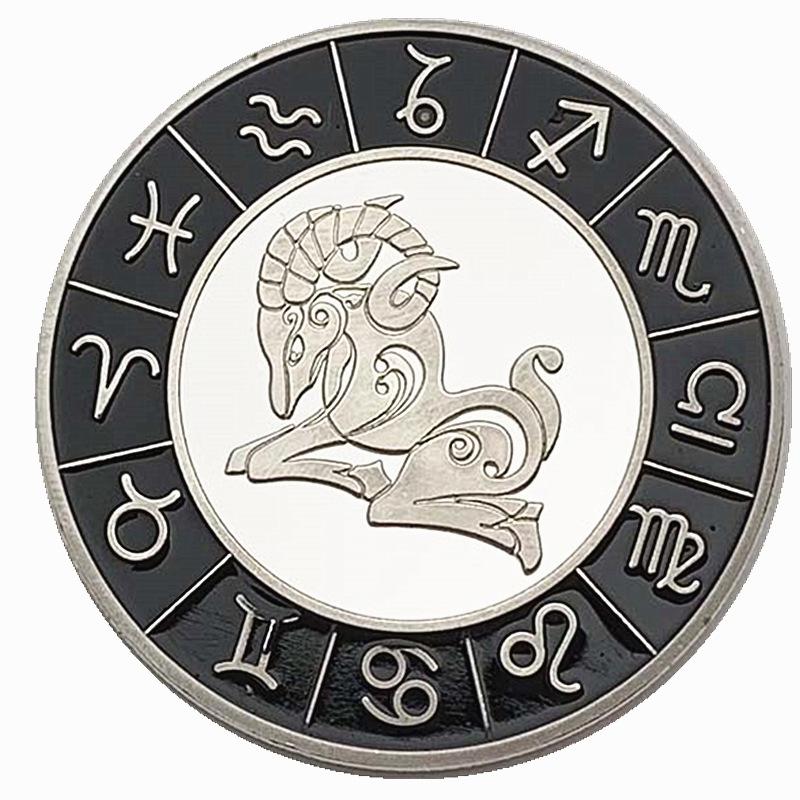 European and American Zodiac Signs, Diamond Encrusted Coins, Silver Plated, Pisces Commemorative Coins, Collectibles, Tarot Love Coins, Coins