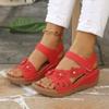 Women's Flower Wedge Sandals  Summer Platform Sandals Chunky Heel Open Toe Beach Shoes Casual Outdoor Sandals