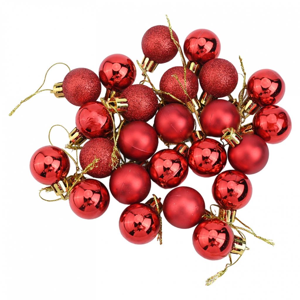 Elegant Pack of 24 Plastic Christmas Ornament Balls Shiny Matte Glitter