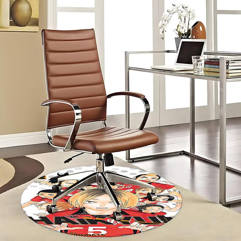 

1pc Haikyuu! Anime Cartoon Design Round Carpet for Office Chair Mat, Non-Slip Rug Suitable for Home Decor, Living Room, Bedroom, Game Room, Dormitory, 80cm by 80cm