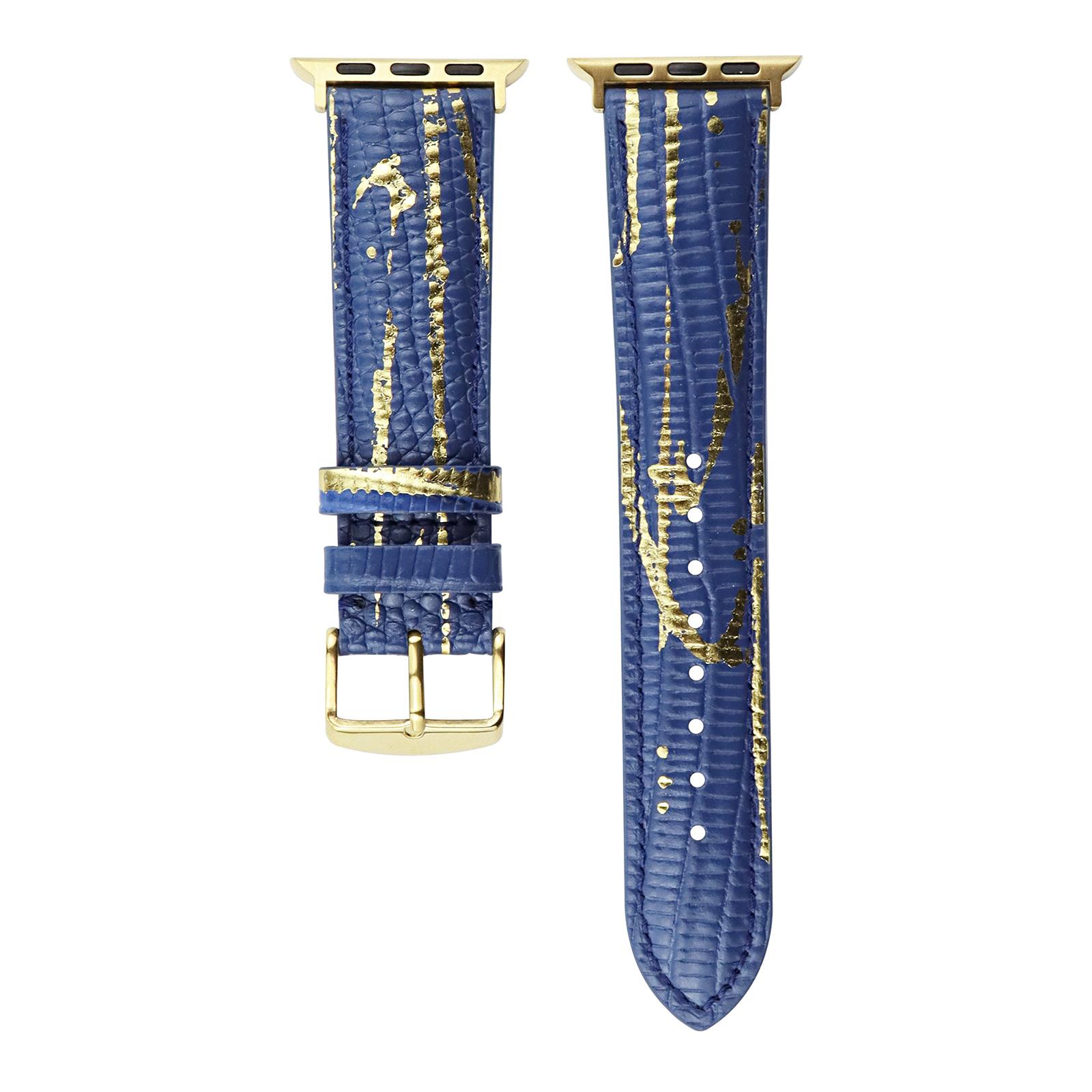 

Watch Band for Apple Watch Series 10 42mm/9 8 7 41mm/SE (2023) SE (2022) SE 6 5 4 40mm/3 2 1 38mm Lizard Texture Leather Watchband Blue
