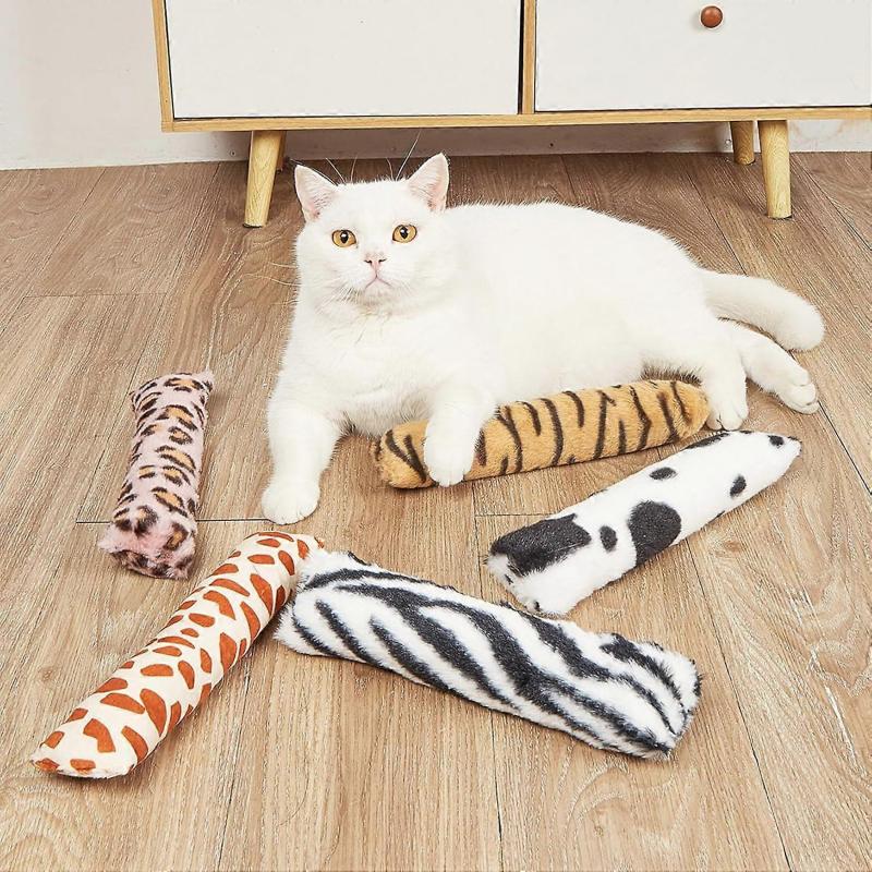 5pcs Cat Toy Plush Filled Pillow Teething Grinding Play Kitten Chew Pillow Interactive Pet Cat Biting Resistant Toy