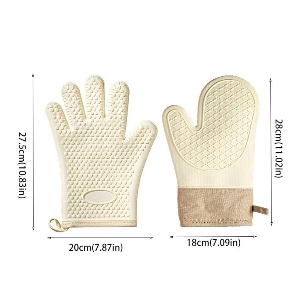 1 Pair Silicone Baking Gloves Heat Resistant Heat Insulation Mitts Durable BBQ Gloves  Hot Dish