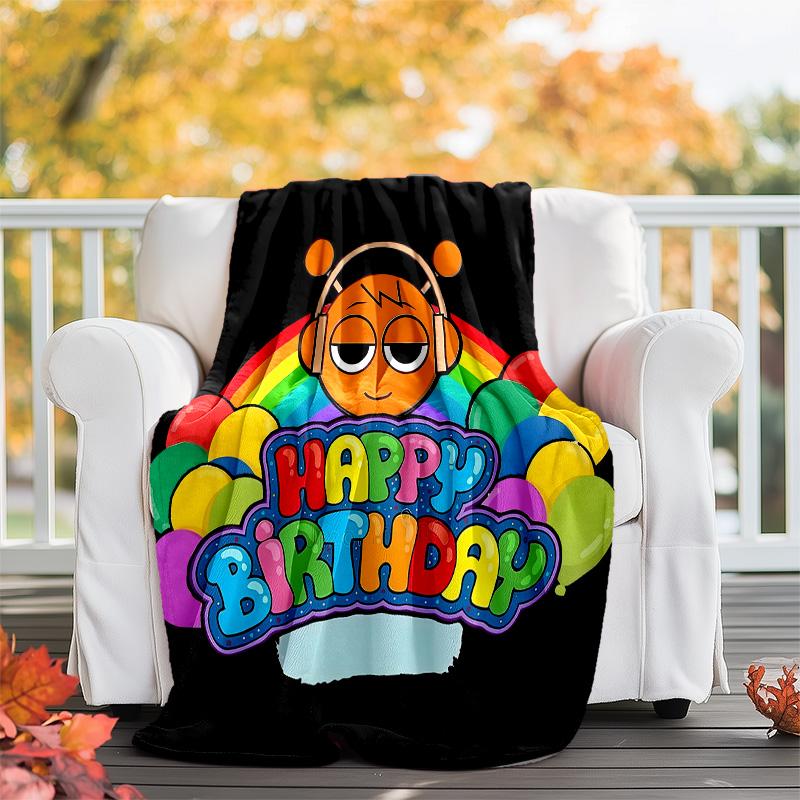 1pc SPRUNKI5 Theme Blanket - Digital Print, Polyester, Cozy for All Seasons, Perfect for Outdoor, Camping, and Travel
