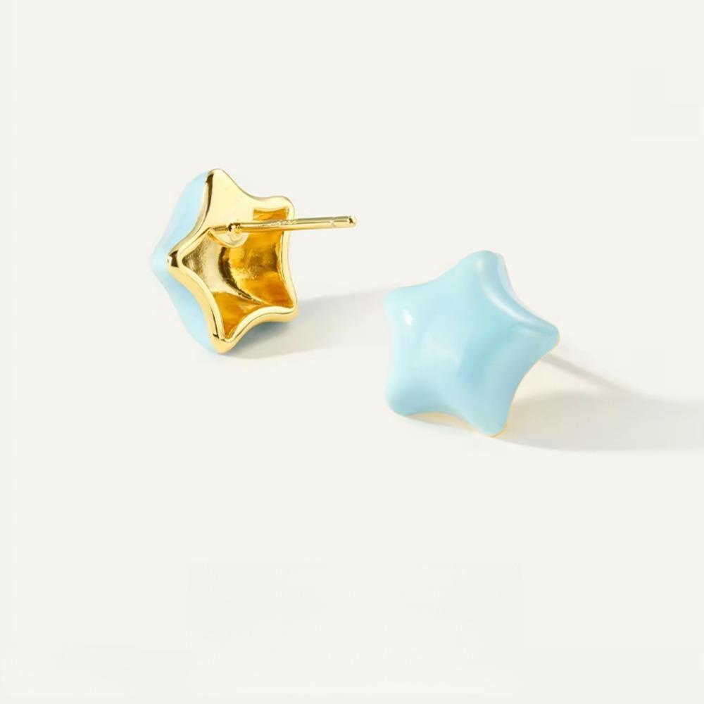 Versatile light luxury enamel earrings pentagram niche high-end star female stud earrings