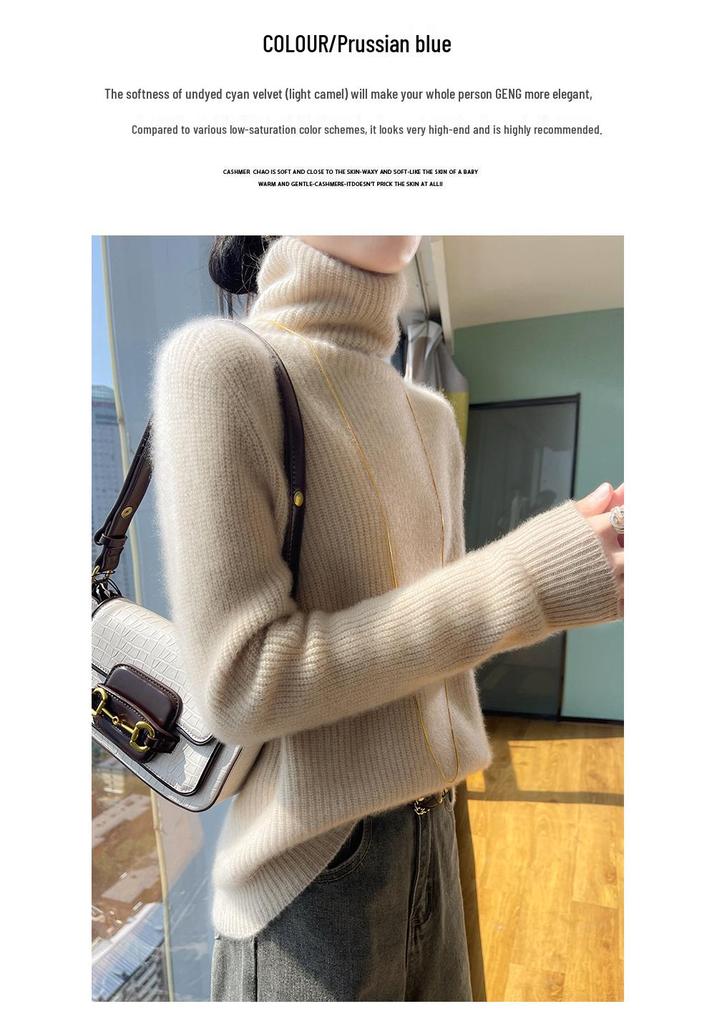 Women's Cashmere Double-Thick Turtleneck Loose Knit Sweater - Autumn/Winter