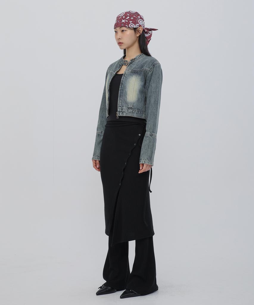 Chix Ribbed Wrap Skirt Black