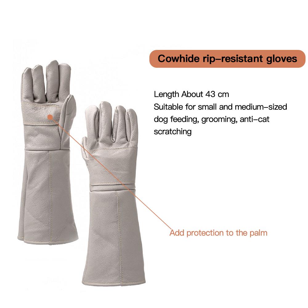Nieuwe Anti-bijt Veiligheidsbijthandschoenen voor Vangen Hond Kat Reptiel Dier Ultra Lange Lederen Witte Huisdieren Grijpen Bijten Beschermhandschoen