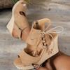 Fashion Women Wedges Peep Toe Sandals New Platform Ankle Strap High Heels Shoes Female Beach Wedding Sandals Women Sandalias De Mujer