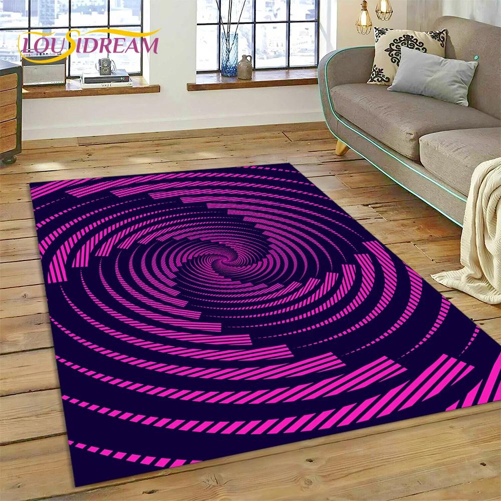 3D-Vortex-Teppich mit visuellen Illusionen für Wohnzimmer, Schlafzimmer, Heimdekoration, Bodenmatte, rutschfeste Dekoration für Sofa, Küche, Fußmatte