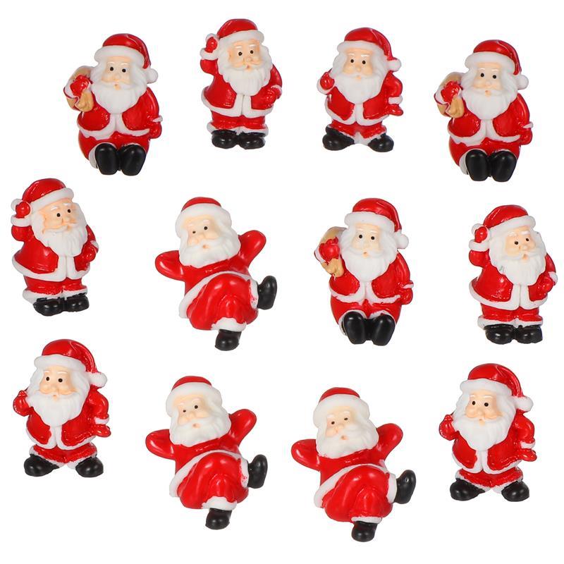 12pcs Mini Lovely Santa Claus Statue Ornament SantaClaus Figurine Christmas Garden Landscape Santa Claus Decor Xmas supply красный