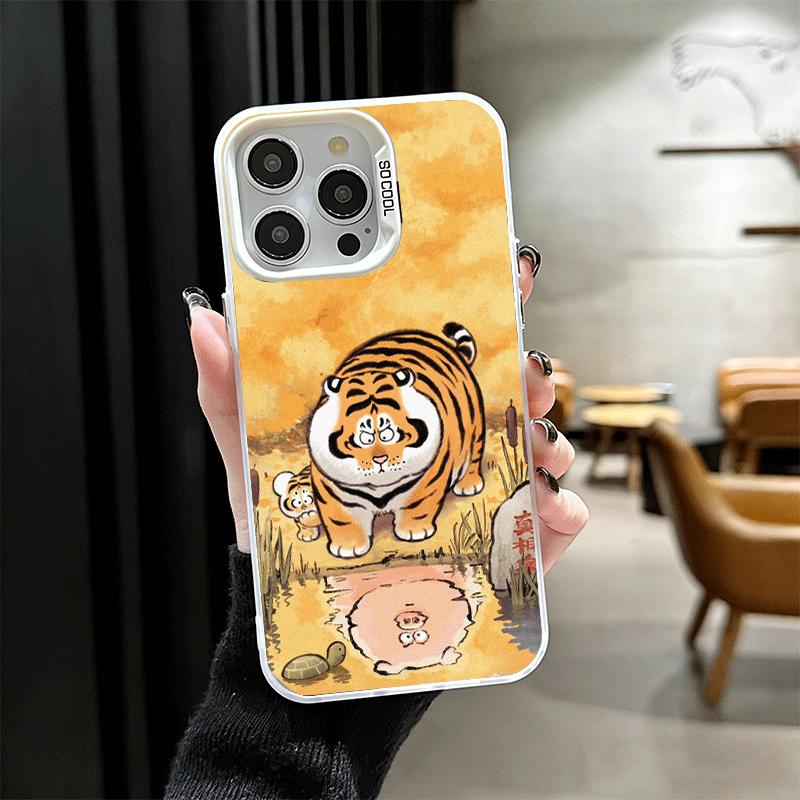 Cartoon Fat Tiger Funny Shockproof Phone Case for iPhone 17 Air 16 16E 15 Pro Max 14 Plus 13 Mini 12 Back Cover Anti Fall Fundas