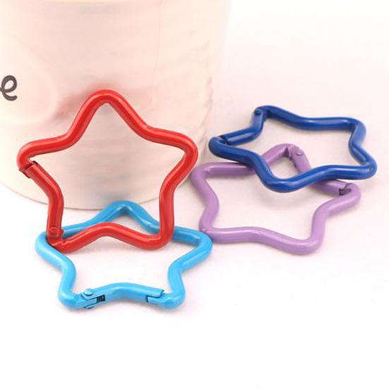 10Pcs Multicolor Pentagram Star Carabiner Buckle Aluminum Alloy Carabiner Hook Clips DIY Accessories for Keychain Buckle for Camping Hiking