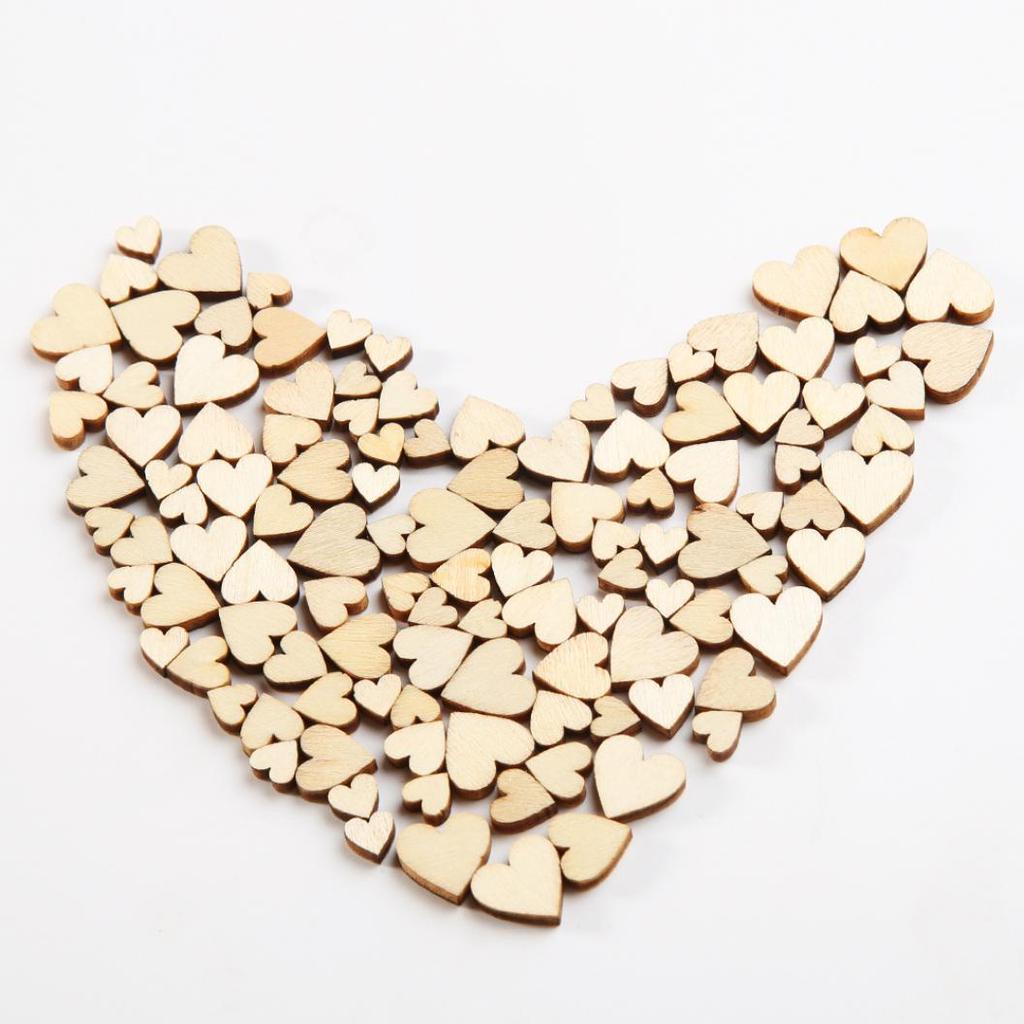 100 Pcs Wood Love Heart Shape Buttons Table Scatter Craft DIY Wedding Decor