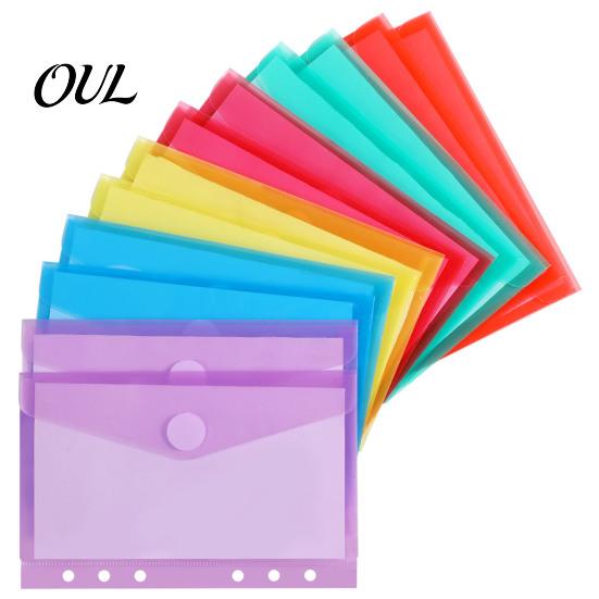 Schülermappen Set Kunststoff mit Beschriftungsfach, Klettverschluss Transparente Hülle Poly-Umschlag Dokumentenmappe, A4/A5/A6 Wasserdicht