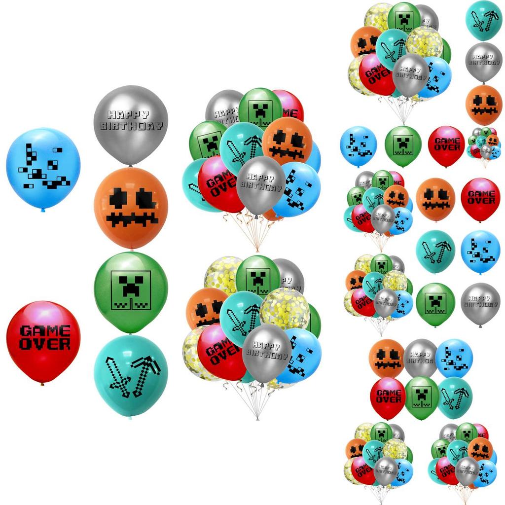 Zoll Minecraft Pixel Geburtstag Latexballon Partydekoration Für Kinder Spaßfeier**