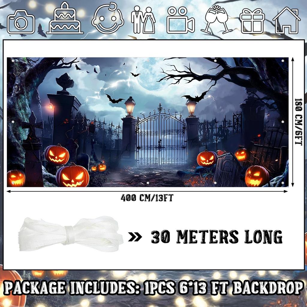 Preboun Halloween Garage Door Banner Large Hanging Backdrop Door Cover Hallo...