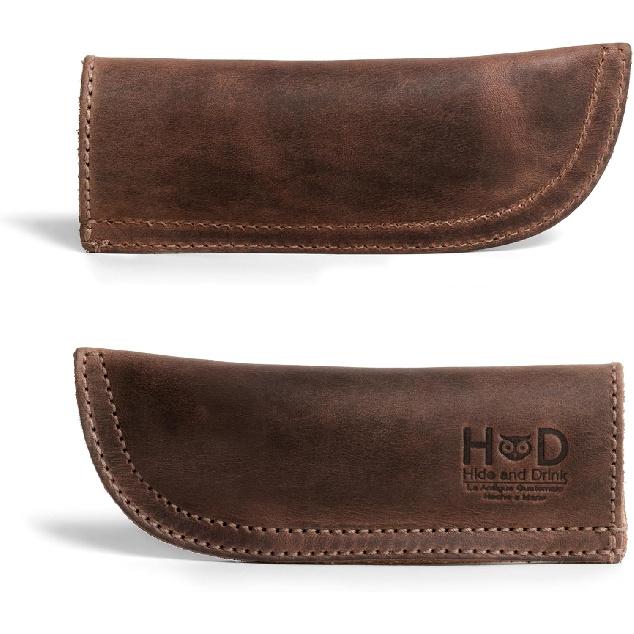 Hide & Drink, Full Grain Leather Hot Handle, Cast Iron Protector, Panhandle Potholder, Double Layered, Double Stitched, Slides On/Off Easily Onto