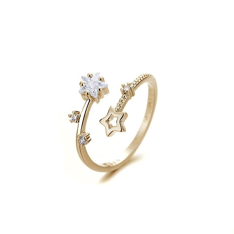 Gu Maoning, hollow star ring, cold wind personality tide open index finger ring, light luxury diamond meteor ring